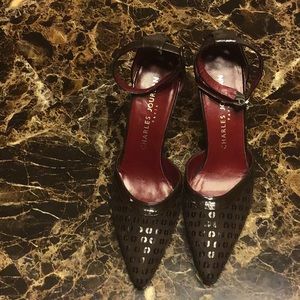 CHARLES JOURDAN BROWN SUEDE HEEL ANKLE STRAP 7